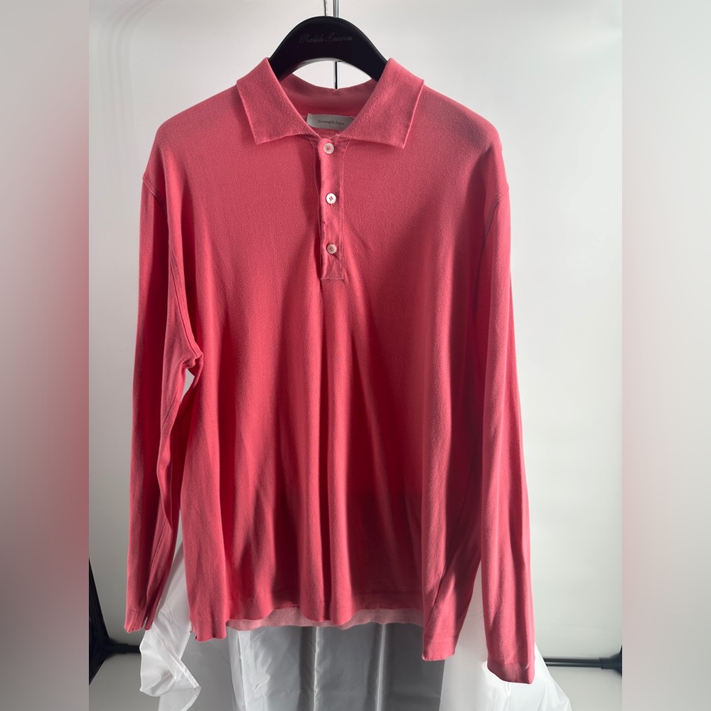 Ermenegildo Zegna cotton pink long sleeve Polo